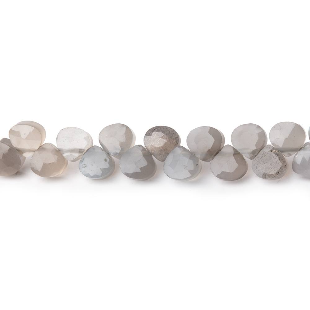 4.5mm Shaded Grey Moonstone Heart Micro-Briolette Beads 6 inch 52 pieces (ONLINE ORDER ONLY)