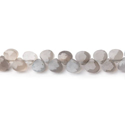 4.5mm Shaded Grey Moonstone Heart Micro-Briolette Beads 6 inch 52 pieces (ONLINE ORDER ONLY)