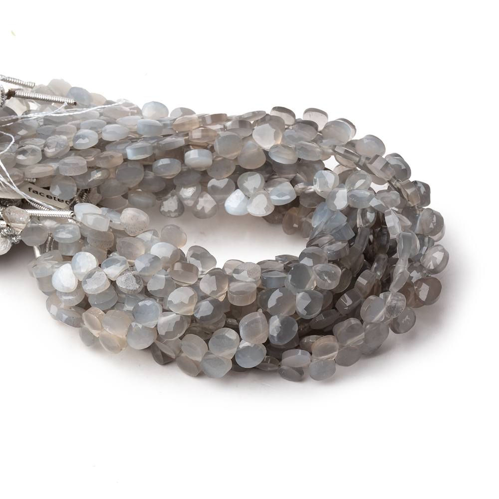 4.5mm Shaded Grey Moonstone Heart Micro-Briolette Beads 6 inch 52 pieces (ONLINE ORDER ONLY)