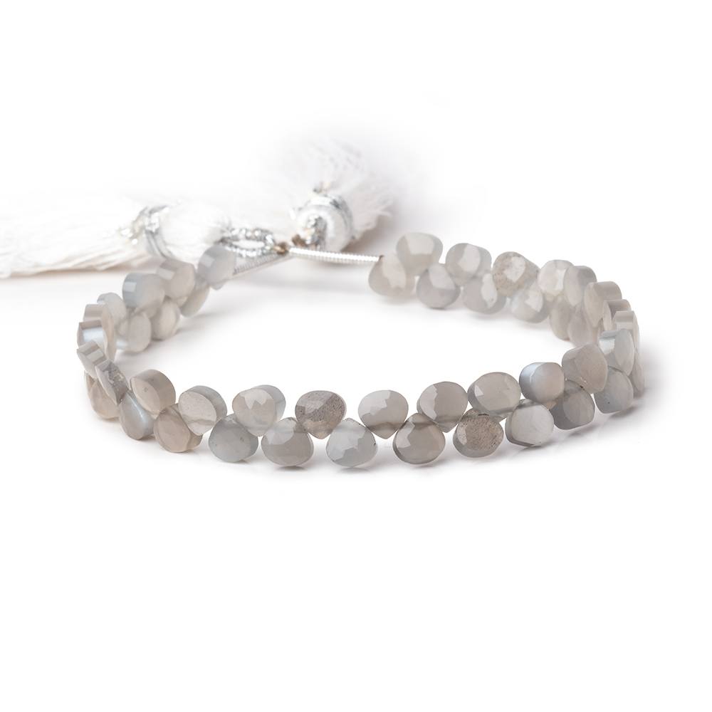 4.5mm Shaded Grey Moonstone Heart Micro-Briolette Beads 6 inch 52 pieces (ONLINE ORDER ONLY)
