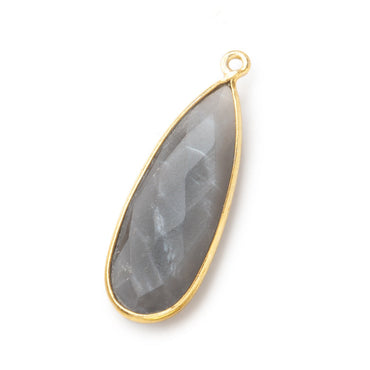 32x12mm Vermeil Bezeled Platinum Grey Moonstone Pear Pendant 1 piece (ONLINE ORDER ONLY)
