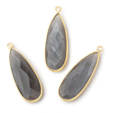32x12mm Vermeil Bezeled Platinum Grey Moonstone Pear Pendant 1 piece (ONLINE ORDER ONLY)