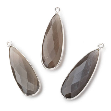 32x12mm Silver .925 Bezeled Platinum Grey Moonstone Pear Pendant 1 piece (ONLINE ORDER ONLY)
