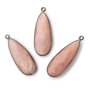 32x12mm Black Gold Bezeled Angel Skin Peach Moonstone Pear Pendant 1 piece (ONLINE ORDER ONLY)