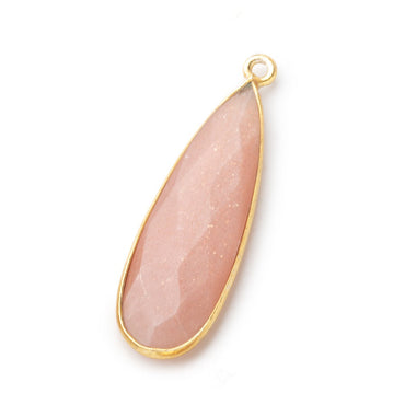 32x12mm Vermeil Bezeled Angel Skin Peach Moonstone Pear Pendant 1 piece (ONLINE ORDER ONLY)