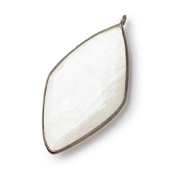 45x24mm Black Gold .925 Bezel White Moonstone faceted Kite Pendant 1 piece (ONLINE ORDER ONLY)