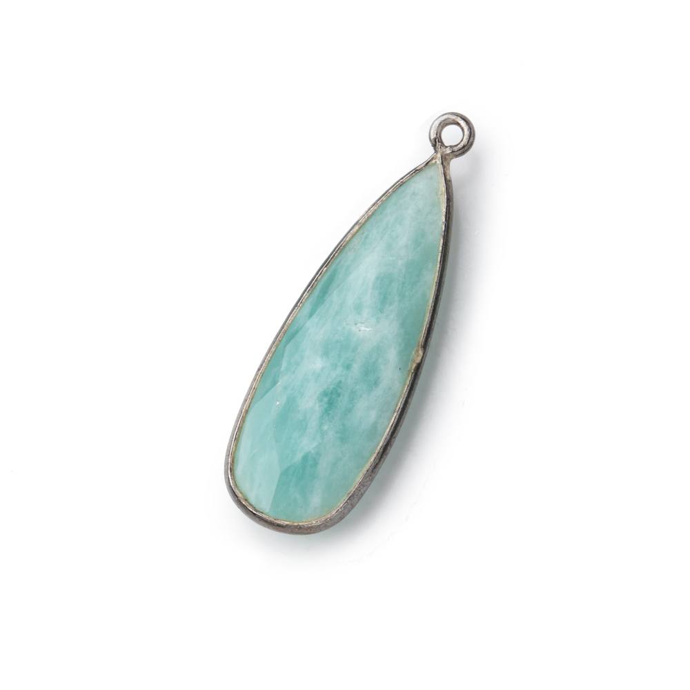 32x12mm Black Gold Bezeled Amazonite Pear Pendant 1 piece (ONLINE ORDER ONLY)
