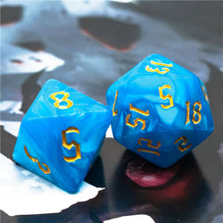 Blue Macaron 7-Dice Blend Set w/Gold Numbers (Online Only)