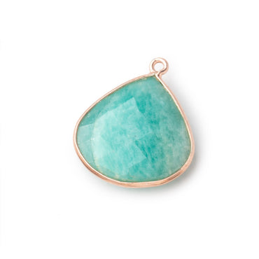 22mm Rose Gold Bezel Amazonite Heart Pendant 1 piece (ONLINE ORDER ONLY)