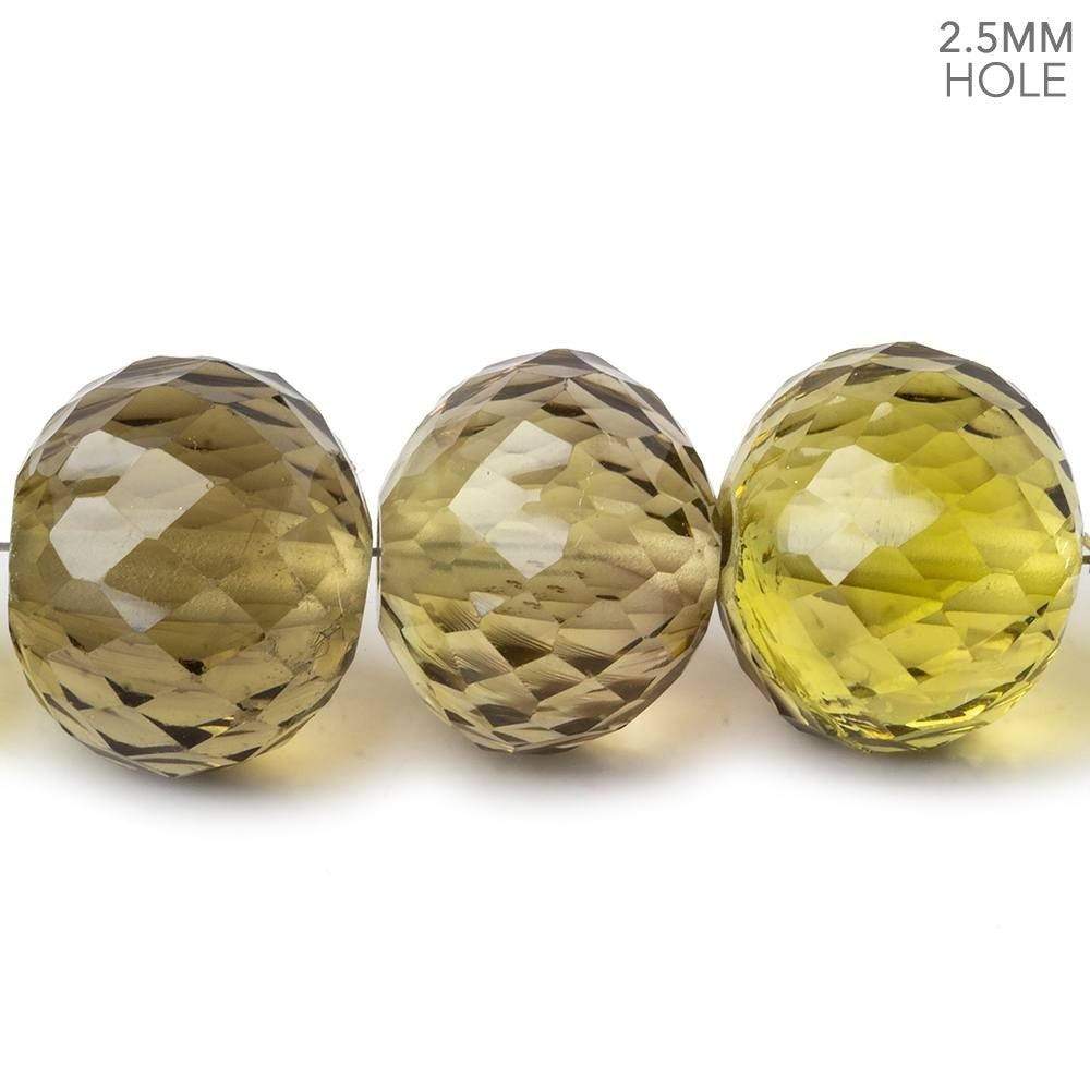 15mm - 16mm Honey Quartz 2.5mm large hole concave faceted rondelles 5 beads AAA (ONLINE ORDER ONLY)