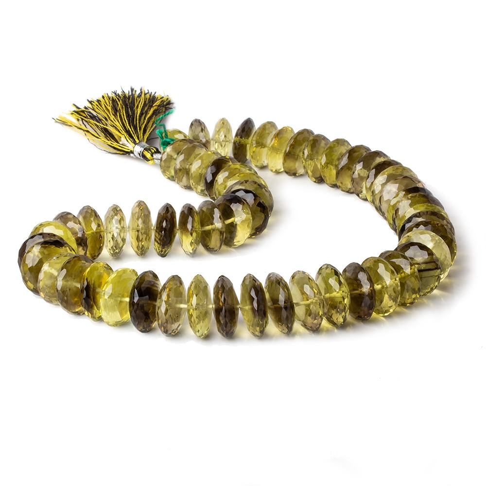 14-17mm BiColor Quartz German Faceted Rondelles 16 inch 49 beads AAA (ONLINE ORDER ONLY)