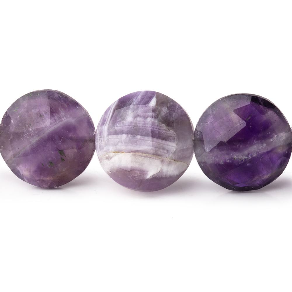 15mm Cape Amethyst Faceted Coin Beads 8 inch 13 pieces (ONLINE ORDER ONLY)