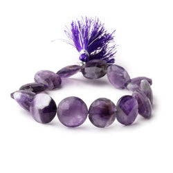 15mm Cape Amethyst Faceted Coin Beads 8 inch 13 pieces (ONLINE ORDER ONLY)