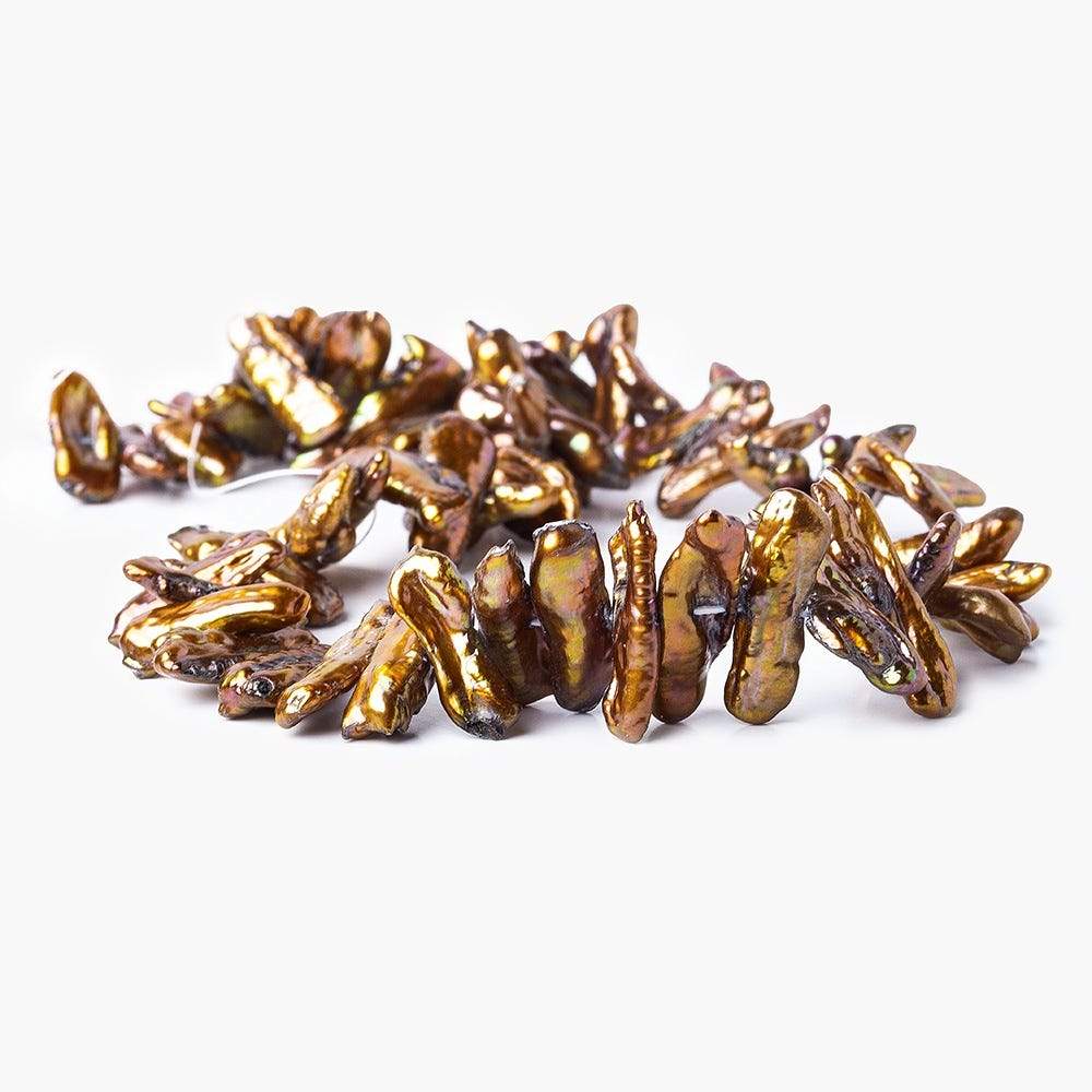 15mm Copper Freshwater Pearl Side Drilled Biwa (ONLINE ORDER ONLY)
