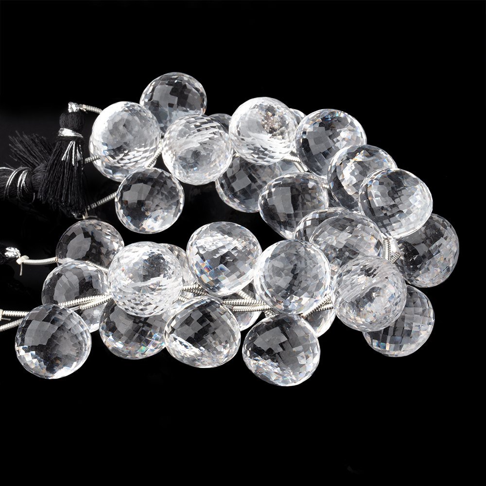 15mm Crystal Quartz Faceted Candy Kiss Beads 7 inch 11 pieces (ONLINE ORDER ONLY)