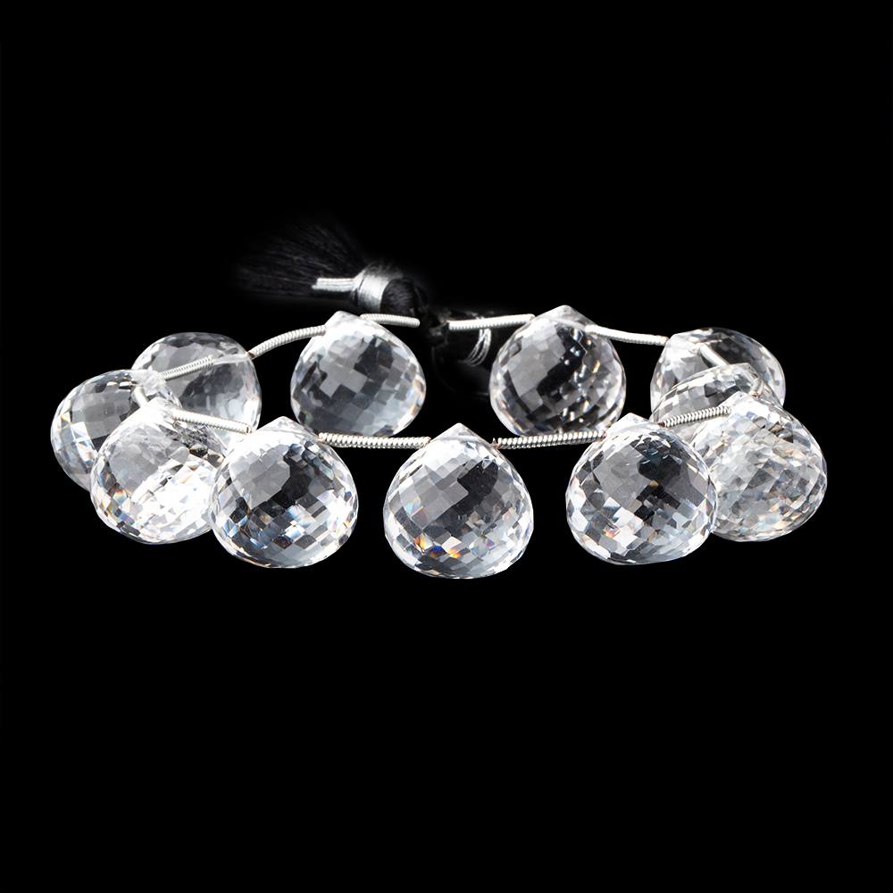 15mm Crystal Quartz Faceted Candy Kiss Beads 7 inch 11 pieces (ONLINE ORDER ONLY)