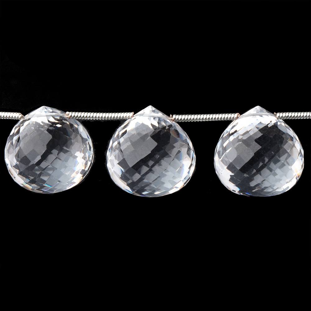 15mm Crystal Quartz Faceted Candy Kiss Beads 7 inch 11 pieces (ONLINE ORDER ONLY)