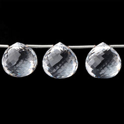15mm Crystal Quartz Faceted Candy Kiss Beads 7 inch 11 pieces (ONLINE ORDER ONLY)