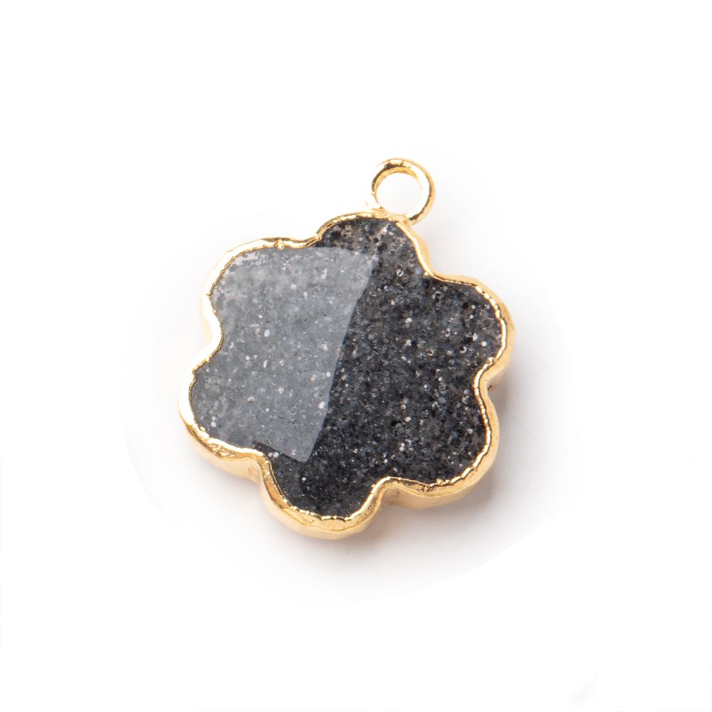 15mm Gold Leafed Celestial Quartz Faceted Flower Focal Pendant 1 piece (ONLINE ORDER ONLY)