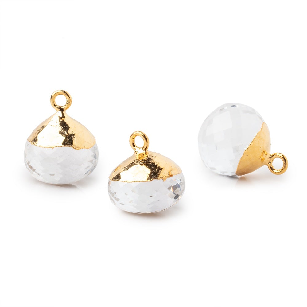 15mm Gold Leafed Crystal Quartz Faceted Candy Kiss Focal Bead 1 piece (ONLINE ORDER ONLY)