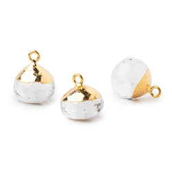 15mm Gold Leafed Crystal Quartz Faceted Candy Kiss Focal Bead 1 piece (ONLINE ORDER ONLY)