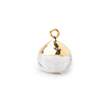 15mm Gold Leafed Crystal Quartz Faceted Candy Kiss Focal Bead 1 piece (ONLINE ORDER ONLY)