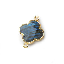 15mm Gold Leafed Labradorite Faceted Quatrafoil Focal Bead Connector sold as 1 piece (ONLINE ORDER ONLY)