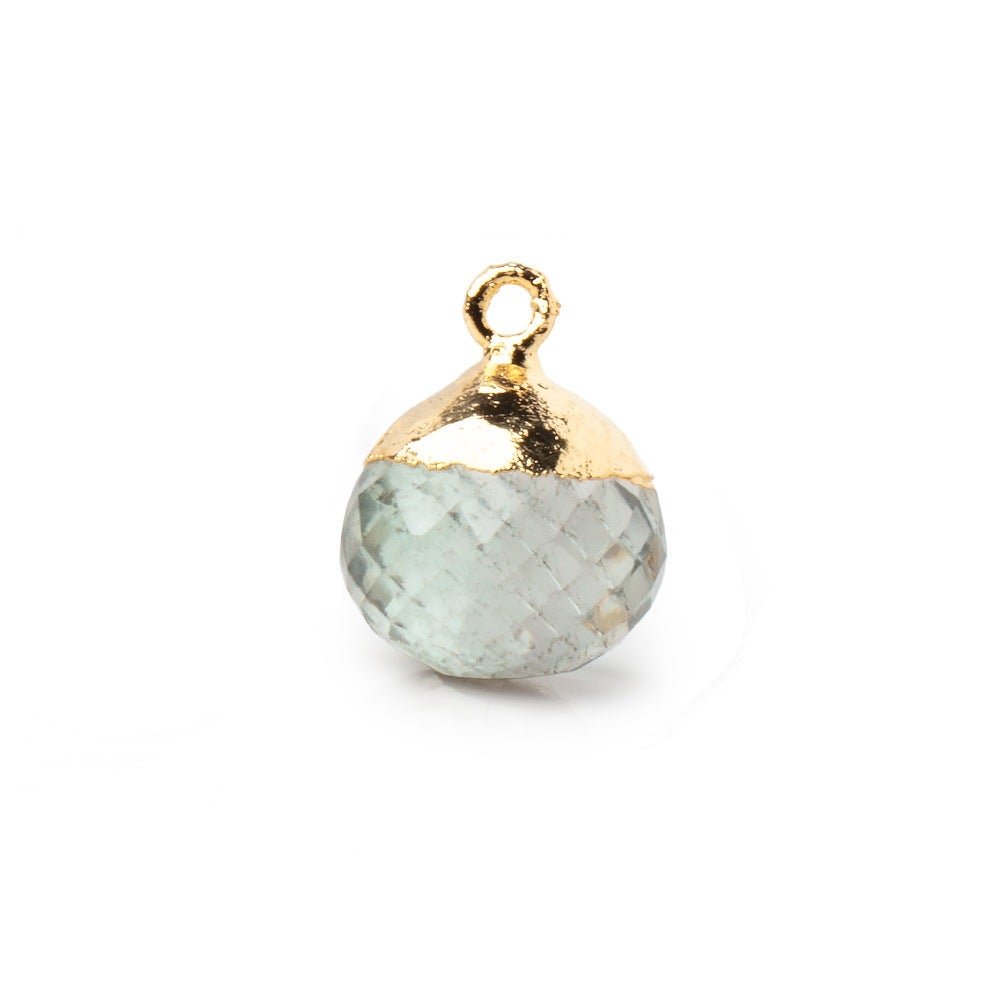 15mm Gold Leafed Prasiolite Faceted Candy Kiss Focal Bead 1 piece (ONLINE ORDER ONLY)