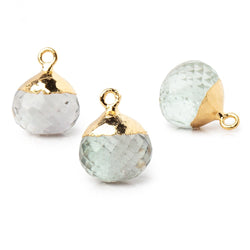 15mm Gold Leafed Prasiolite Faceted Candy Kiss Focal Bead 1 piece (ONLINE ORDER ONLY)