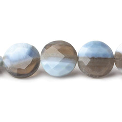 15mm Owyhee Natural Blue Opal faceted coins 8 inch 13 beads A (ONLINE ORDER ONLY)