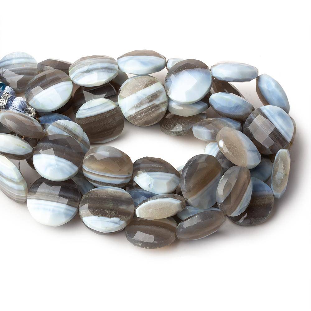 15mm Owyhee Natural Blue Opal faceted coins 8 inch 13 beads A (ONLINE ORDER ONLY)