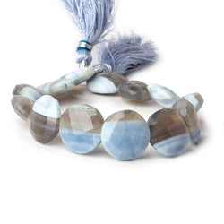 15mm Owyhee Natural Blue Opal faceted coins 8 inch 13 beads A (ONLINE ORDER ONLY)