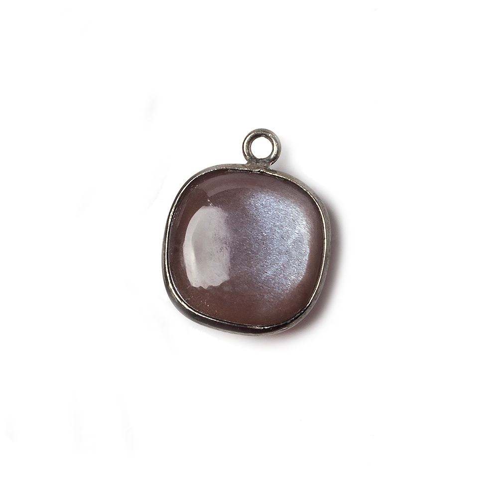 15mm Black Gold Bezel Chocolate Moonstone plain square pendant 1 bead (ONLINE ORDER ONLY)