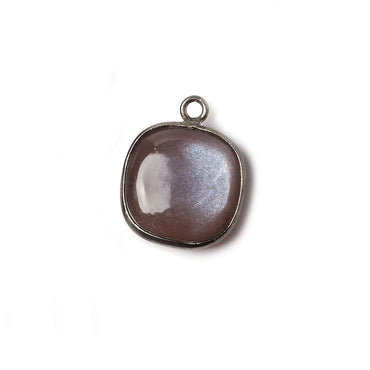 15mm Black Gold Bezel Chocolate Moonstone plain square pendant 1 bead (ONLINE ORDER ONLY)