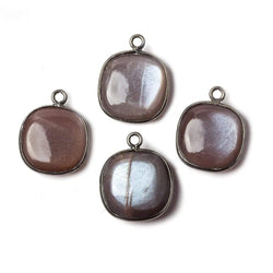 15mm Black Gold Bezel Chocolate Moonstone plain square pendant 1 bead (ONLINE ORDER ONLY)