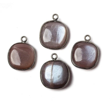 15mm Black Gold Bezel Chocolate Moonstone plain square pendant 1 bead (ONLINE ORDER ONLY)