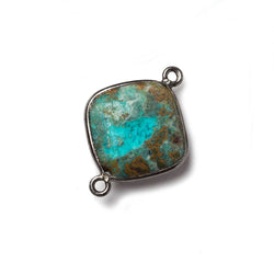 15mm Oxidized Silver Bezeled Chrysocolla plain pillow Focal Connector 1 piece (ONLINE ORDER ONLY)