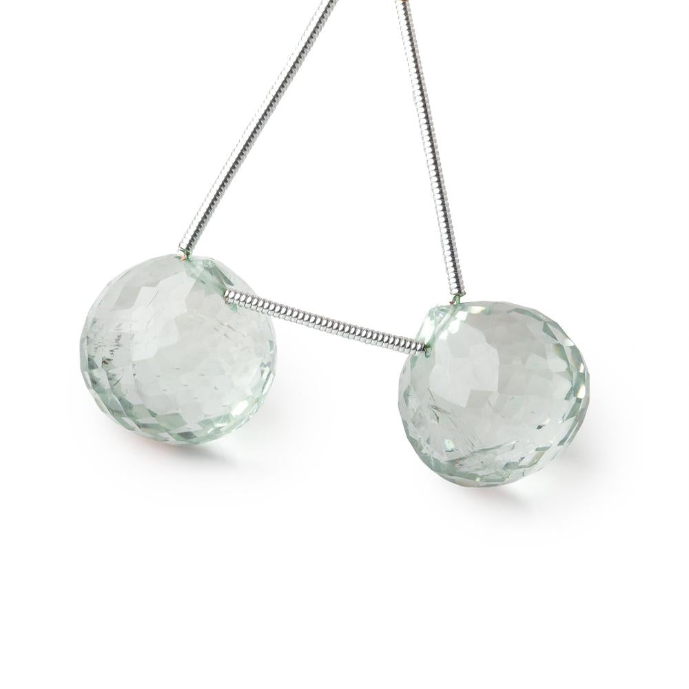 15mm Prasiolite Faceted Candy Kiss Focal Beads Set of 2 Pieces (ONLINE ORDER ONLY)