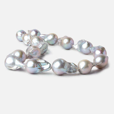15mm Silver Ultra Baroque Freshwater Pearls 16 inch 16 pcs .8mm drill hole AAA (ONLINE ORDER ONLY)