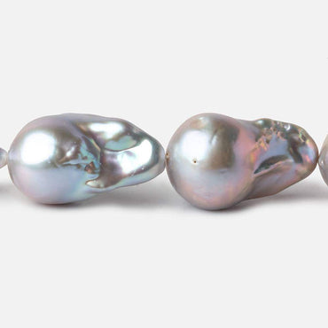 15mm Silver Ultra Baroque Freshwater Pearls 16 inch 16 pcs .8mm drill hole AAA (ONLINE ORDER ONLY)