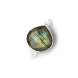 15mm Sterling Silver Bezel Labradorite Faceted Heart Connector 1 Focal Bead (ONLINE ORDER ONLY)