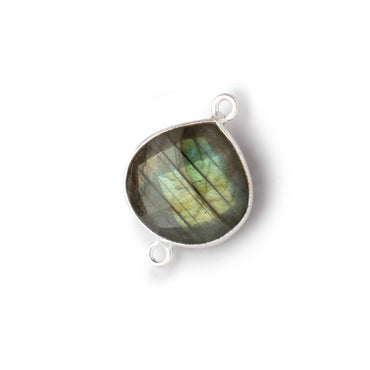 15mm Sterling Silver Bezel Labradorite Faceted Heart Connector 1 Focal Bead (ONLINE ORDER ONLY)