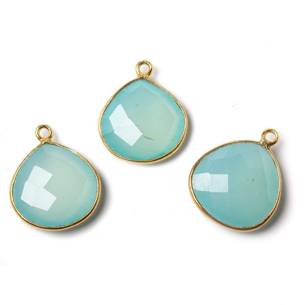 15mm Vermeil Bezel Aqua Chalcedony Heart Focal Pendant 1 piece (ONLINE ORDER ONLY)