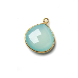 15mm Vermeil Bezel Aqua Chalcedony Heart Focal Pendant 1 piece (ONLINE ORDER ONLY)