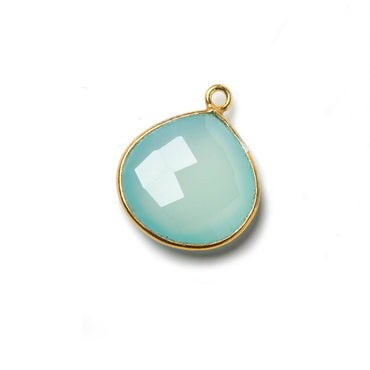15mm Vermeil Bezel Aqua Chalcedony Heart Focal Pendant 1 piece (ONLINE ORDER ONLY)