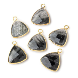 15mm Vermeil Bezel Moss Quartz Faceted Triangle Pendant 1 Focal Piece (ONLINE ORDER ONLY)