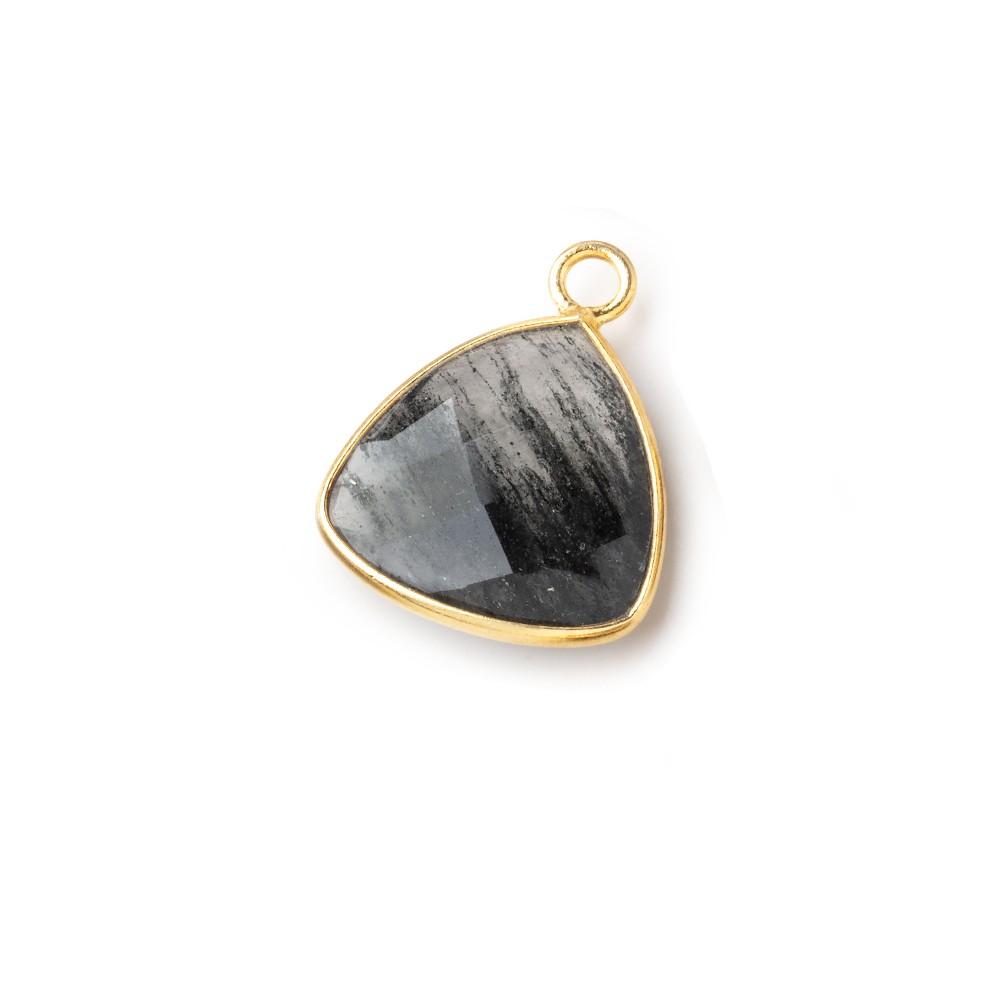 15mm Vermeil Bezel Moss Quartz Faceted Triangle Pendant 1 Focal Piece (ONLINE ORDER ONLY)