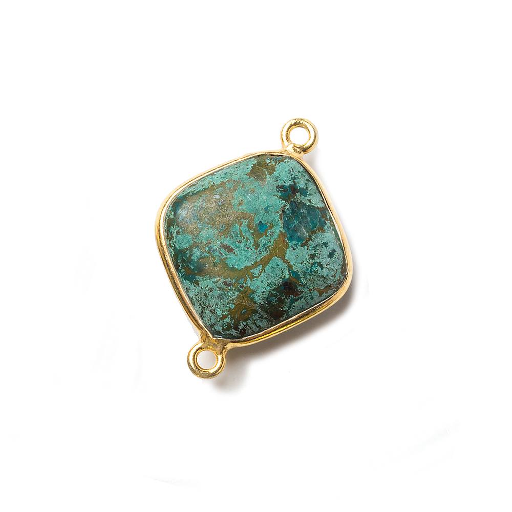 15mm Vermeil Bezeled Chrysocolla plain pillow Focal Connector 1 piece (ONLINE ORDER ONLY)