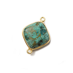 15mm Vermeil Bezeled Chrysocolla plain pillow Focal Connector 1 piece (ONLINE ORDER ONLY)