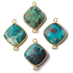 15mm Vermeil Bezeled Chrysocolla plain pillow Focal Connector 1 piece (ONLINE ORDER ONLY)
